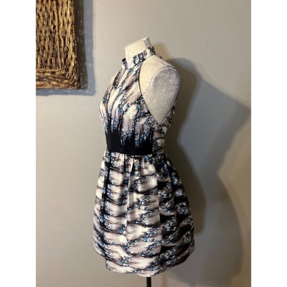 TIBI Backless A Line Dress 8 Silk Black Gray Ivory Blue NWT - Picture 9 of 12